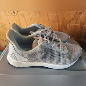 Reebok Gray and White Sneakers with Breathable Mesh
